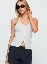 Suzu Knit Halter Top Grey
